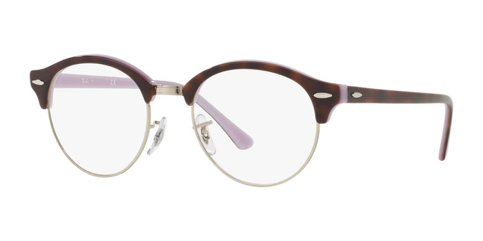 Ray-Ban CLUBROUND RX4246V Eyeglasses | Size 47 / Havana On Violet №5240 / Clear