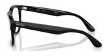 A side view of the Ray-Ban IRIS RX4471V Eyeglasses (Size 54) highlights their sleek black design, featuring logos on the temples and "Made in Italy" text inside. These stylish eyeglasses from Ray-Ban are prescription-ready, seamlessly combining fashion with functionality.