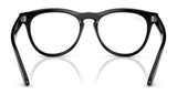 The Ray-Ban IRIS RX4471V eyeglasses, size 54, are displayed from the front on a white background, showcasing their black round frame with clear, prescription-ready lenses that combine style and practicality.