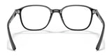 The Ray-Ban LEONARD RX5393F Eyeglasses | Size 53 feature a sleek black rectangular full-rim frame with clear lenses, elegantly showcased against a pristine white background.