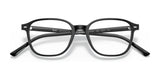 The Ray-Ban LEONARD RX5393F eyeglasses, available in size 53, showcase full-rim black square frames with clear lenses, providing a timeless appearance from the front.