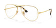 Ray-Ban AVIATOR RX6489 glasses feature gold rims, clear lenses, and tortoiseshell temple tips on a white background, offering a stylish prescription-ready option.
