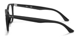 Side view of Ray-Ban HEXAGONAL RX7151 eyeglasses in black, featuring a hexagonal frame design, set against a white background.