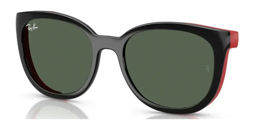 Ray-Ban RY1631C Clip-On Sunglasses / Black On Rubber Red №392871 / Dark Green (3N 14.3%) / Size 45