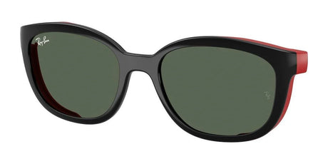 Ray-Ban RY1632C Sunglasses Black On Rubber Red / Dark Green