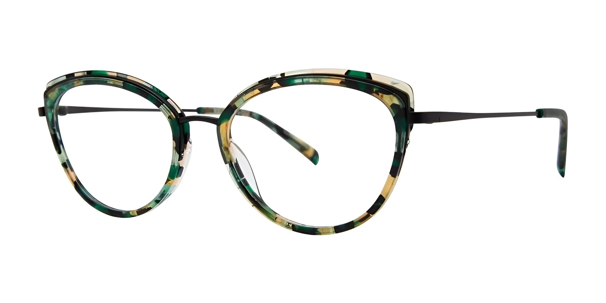 Red Rose LODI Eyeglasses Black Green Tortoise