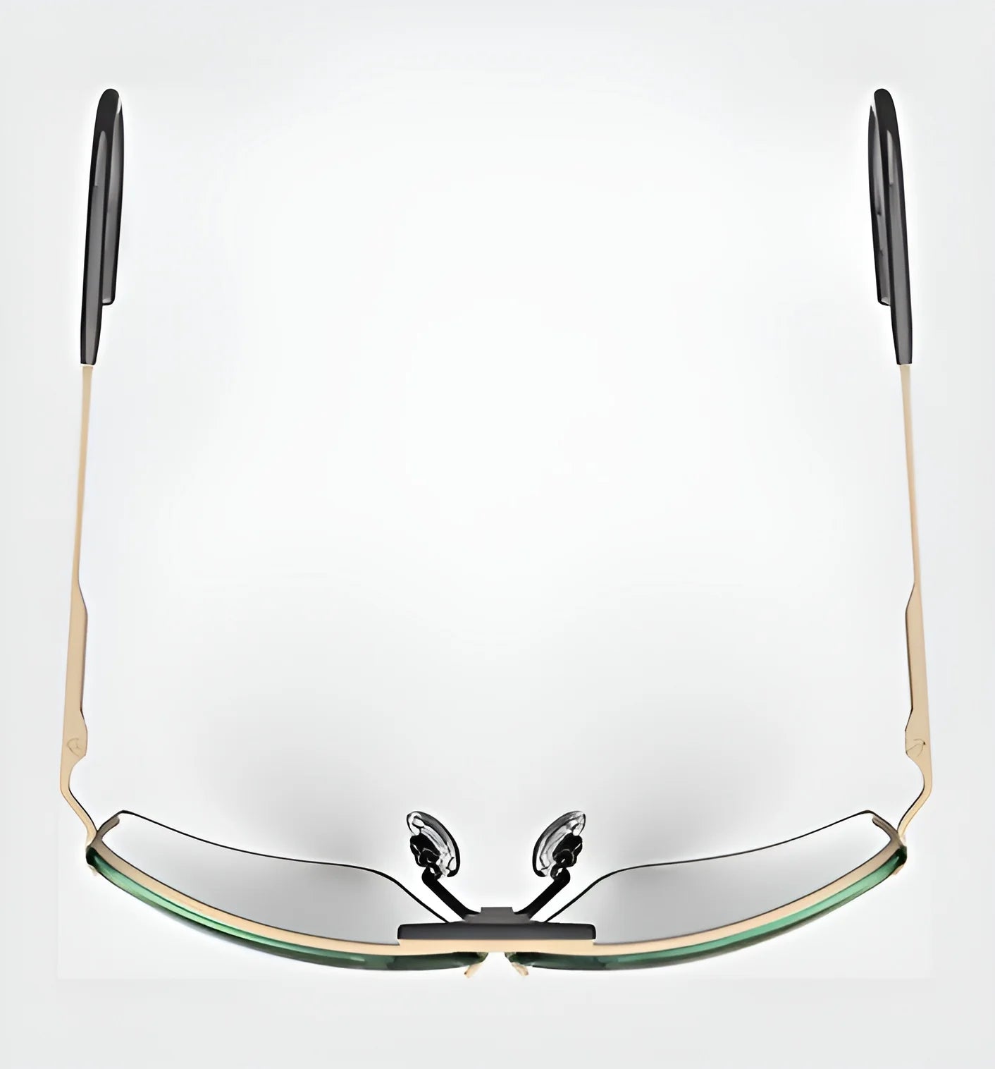 Introducing the RE Ranger Edge Shooting Glasses by RE Ranger: These glasses feature a gold-rimmed design with black arms and angular lenses crafted for optimal optical performance, displayed from the front.