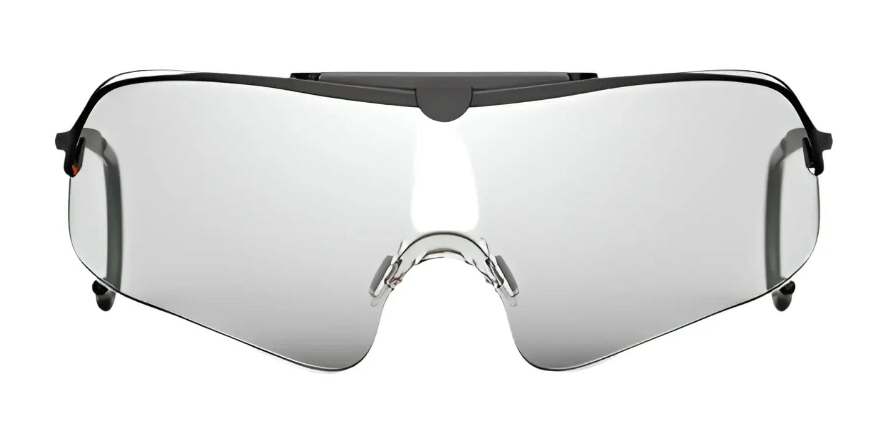 The RE Ranger Falcon Pro Shooting Glasses showcase an aerodynamic lens design and a slim black frame, viewed from the front.