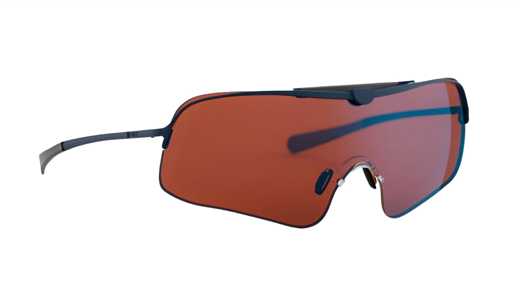 Discover the RE Ranger Falcon Pro Kit sunglasses, boasting large orange lenses paired with sleek dark blue frames and temples. Crafted by RE Ranger for sporty endeavors, this Special Edition seamlessly blends style and performance for active lifestyles.