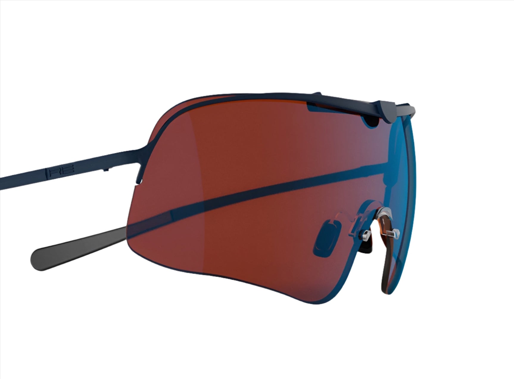 Introducing the RE Ranger Falcon Pro Kit sunglasses by RE Ranger, boasting a dark red tint and thin black frames as part of their sleek Derrick Mein Signature Series.