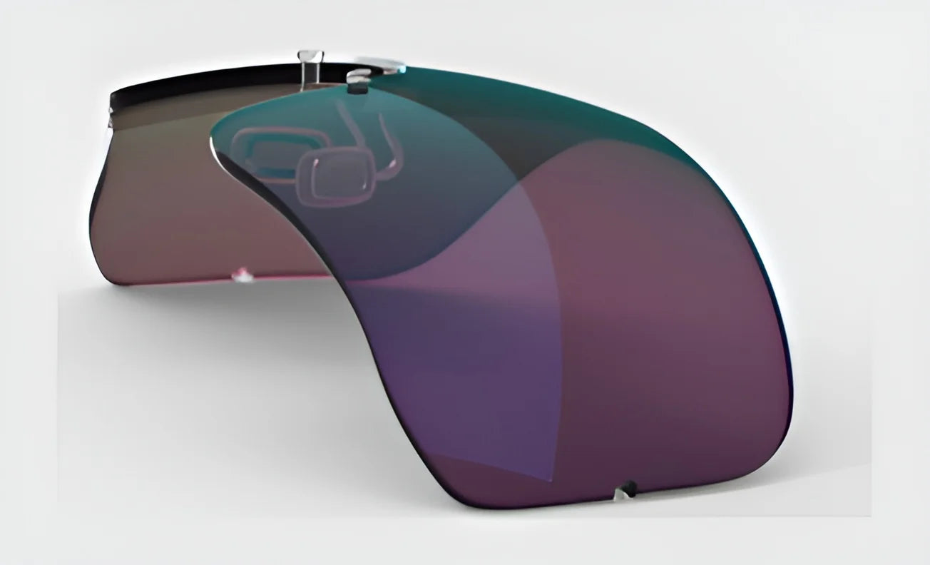 Introducing the RE Ranger augmented reality glasses equipped with the Falcon Pro Lens; these innovative glasses boast curved dark lenses set against a sleek white background. Designed for outdoor adventures, they ensure optimal vision at all times.