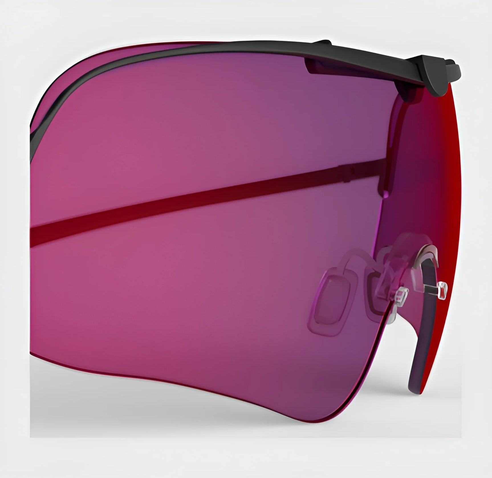 The RE Ranger Falcon Pro Lens by RE Ranger features oversized pink-tinted lenses and a black frame, providing optimal vision for outdoor activities.