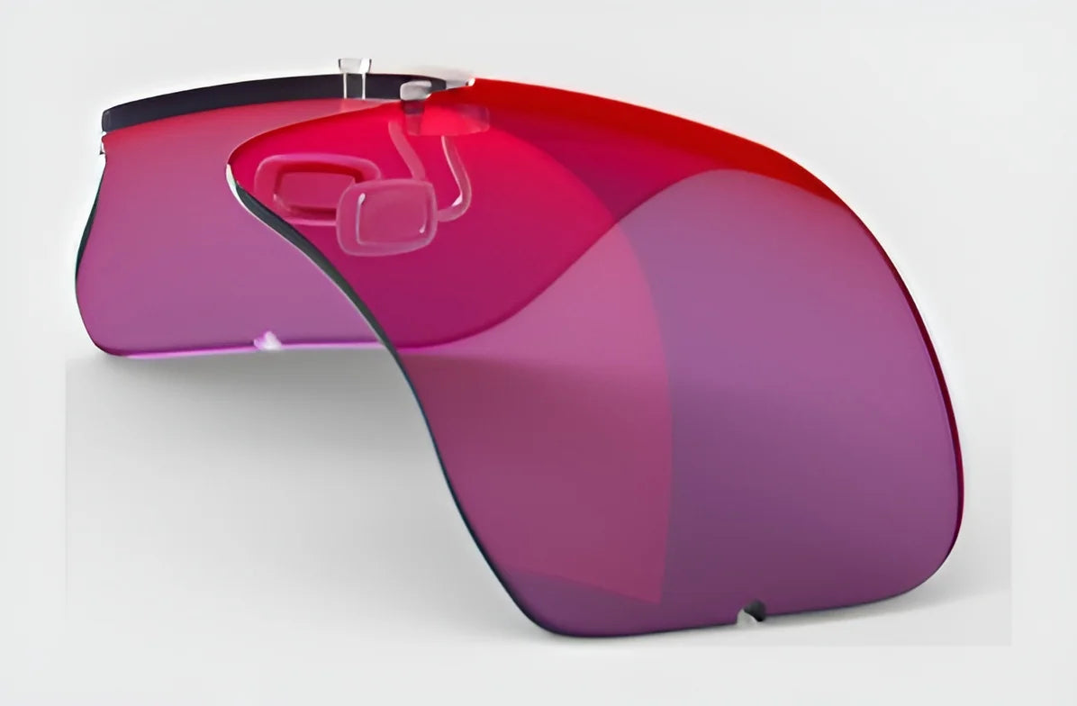 The RE Ranger Falcon Pro Lens, by RE Ranger, features futuristic red-tinted eyewear with a sleek wraparound design and minimalist frame, making it perfect for outdoor activities while ensuring optimal vision in any setting.