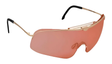 The RE Ranger Falcon Sport Shooting Sunglasses feature large pink-tinted lenses and slim gold frames, offering eye protection for shooting enthusiasts. These stylish sunglasses are perfect for the range and stand out beautifully against a white background.