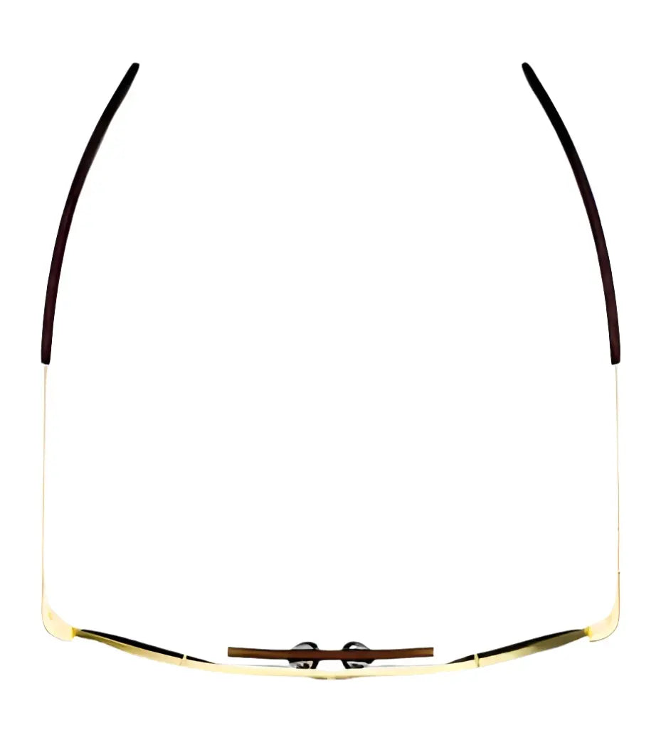 Minimalist RE Ranger Heritage Eyewear Sunglasses (Size 61) by RE Ranger feature gold rims and black temple tips, ideal for shooting enthusiasts. Displayed on a white background.