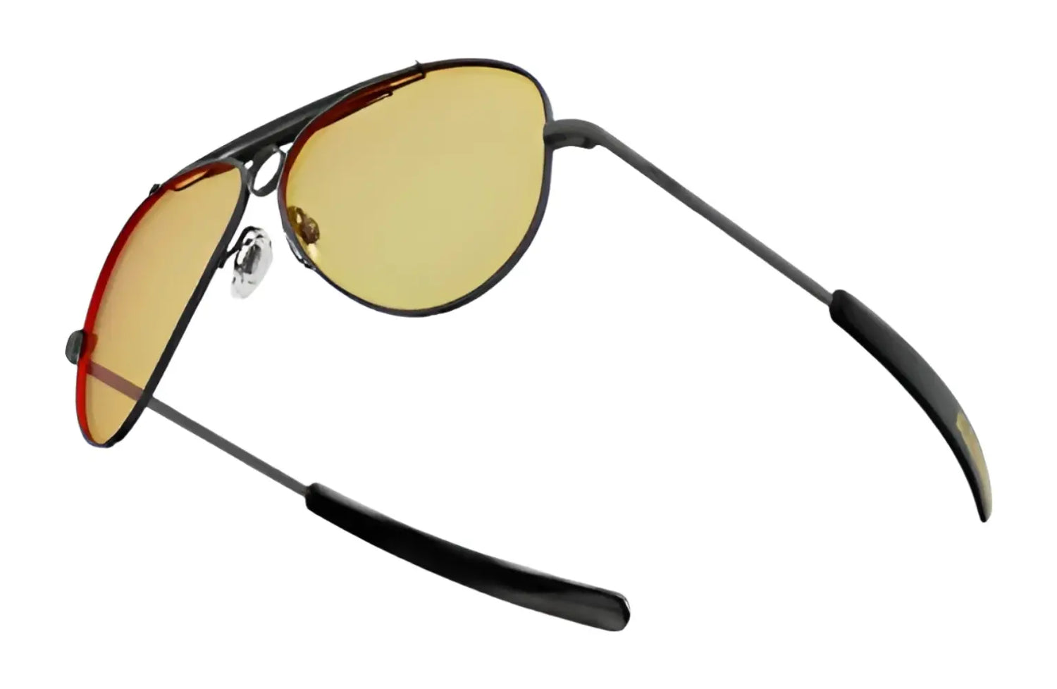 RE Ranger Heritage Eyewear Sunglasses | Size 61 by RE Ranger, featuring yellow-tinted lenses and black frames, ideal for shooting enthusiasts. Displayed on a white background.
