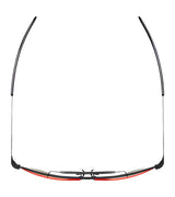 Front view of RE Ranger Heritage Eyewear Sunglasses | Size 61 by RE Ranger, featuring thin black frames with a subtle red accent—ideal for shooting enthusiasts desiring both precision and style.