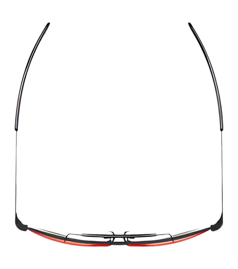 Front view of RE Ranger Heritage Eyewear Sunglasses | Size 61 by RE Ranger, featuring thin black frames with a subtle red accent—ideal for shooting enthusiasts desiring both precision and style.