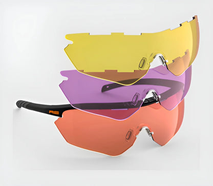 RE Ranger Phantom 2.0 Shooting Sunglasses Matte Black & HD Medium, Dark Purple, Medium Yellowes / Bayonet