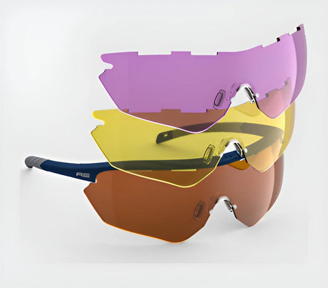 RE Ranger Phantom 2.0 Shooting Sunglasses Navy Blue / Grey & Dark Purple, Modified Brown, Medium Yellowes / Bayonet