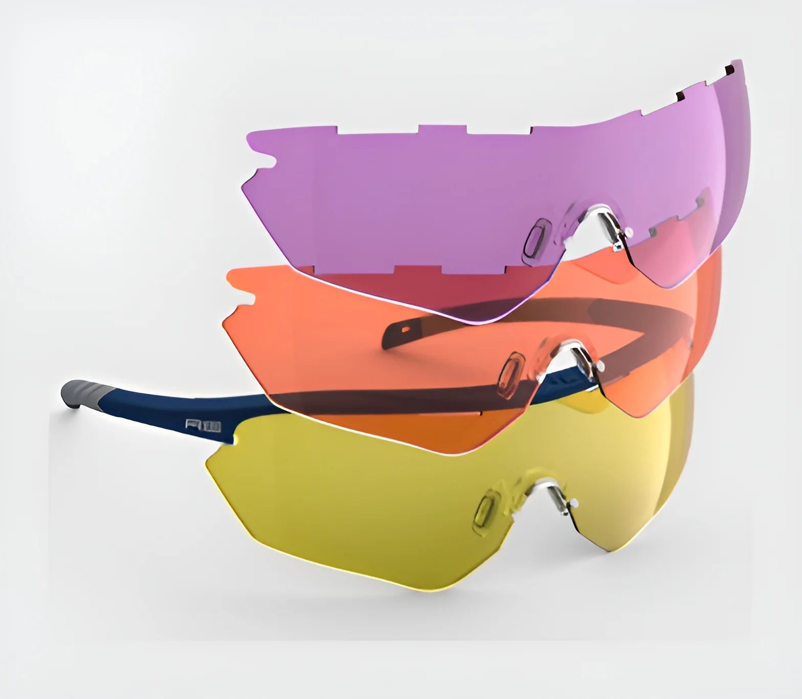 RE Ranger Phantom 2.0 Shooting Sunglasses Navy Blue / Grey & HD Medium, Dark Purple, Medium Yellowes / Bayonet