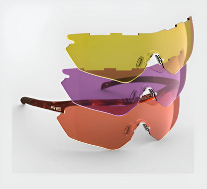 RE Ranger Phantom 2.0 Shooting Sunglasses Tortoise & HD Medium, Dark Purple, Medium Yellowes / Bayonet