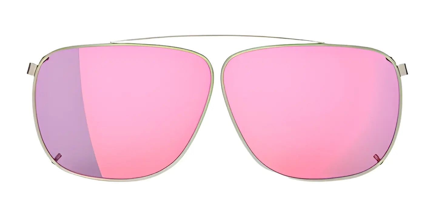 The RE Ranger Sporter Clip-On Lens by RE Ranger features large, square, pink-tinted RIACT A.I. lenses and a slim metallic frame for a stylish sporty look.