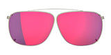The RE Ranger Sporter Clip-On Lens by RE Ranger features pink lenses and a thin silver aviator frame, shown on a white background, and uses Sporter lens technology for optimal clarity in varying light conditions.