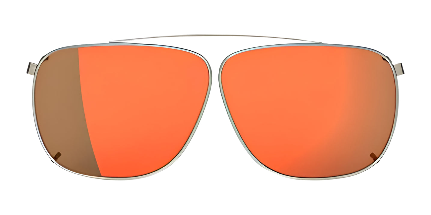 RE Ranger Sporter Clip-On Lens by RE Ranger: orange-tinted aviator sunglasses with a thin metal frame, RIACT A.I. lens technology, and a stylish double bridge, displayed on a white background.