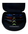 RE Ranger SuperShot Shooting Glasses / Crimson Supershot & HD Medium Gold, Dark Purple Frost & Max Light Flash Lenses