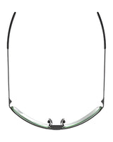 Top view of RE Ranger XLW Shooting Glasses by RE Ranger, featuring distortion-free rimless lenses, dark temples, adjustable nose pads. Ideal for sport shooting against a white background.