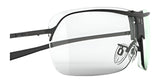 The RE Ranger XLW Shooting Glasses, by RE Ranger, are sleek and rimless with thin black arms and green-tinted lenses. They include an adjustable nose bridge for a personalized fit, shown in a side view.