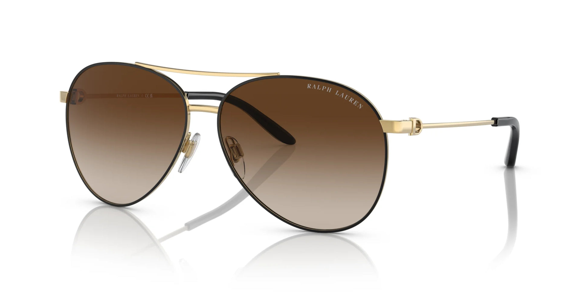 Ralph Lauren THE ANDIE RL7077 Sunglasses Shiny Black / Gold / Brown Gradient