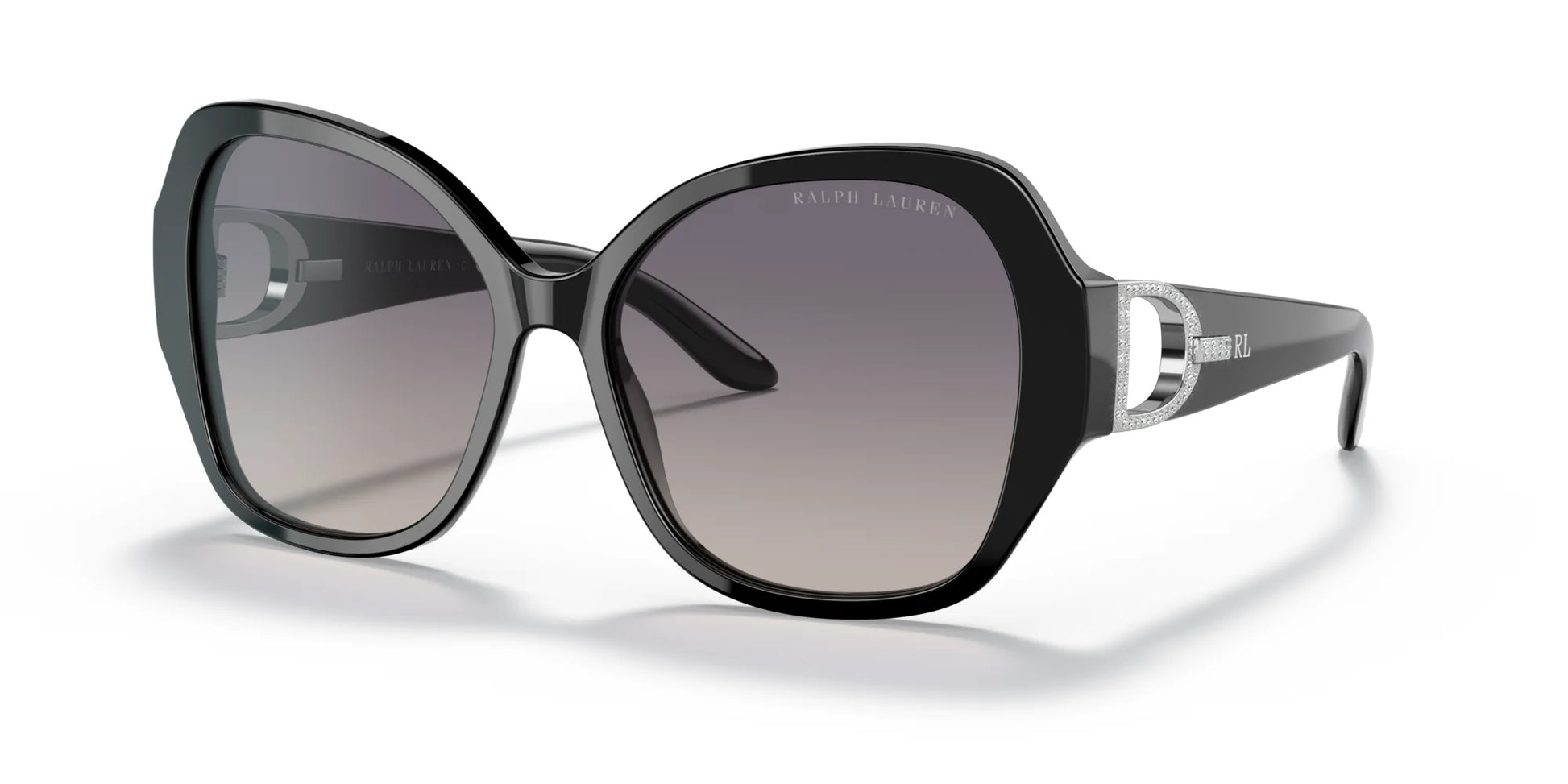 Ralph Lauren RL8202B Sunglasses Shiny Black / Gradient Dark Purple / Grey