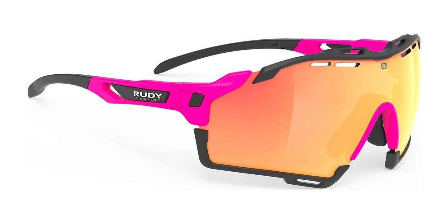 Rudy Project Cutline Sunglasses Multilaser Orange / Pink Fluo Matte w/ Black Bumpers