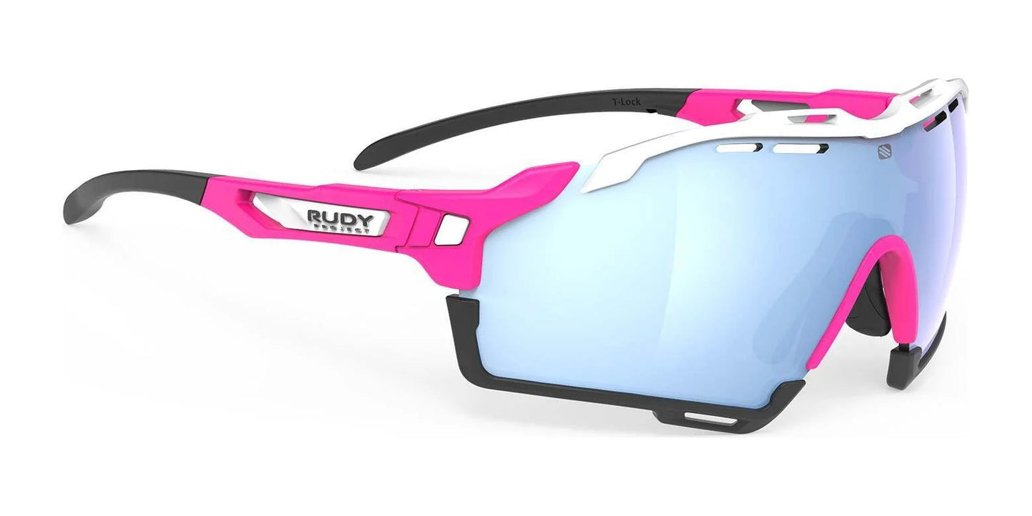 Rudy Project Cutline Sunglasses Multilaser Ice / Pink Fluo Matte w/ White/Black Bumpers