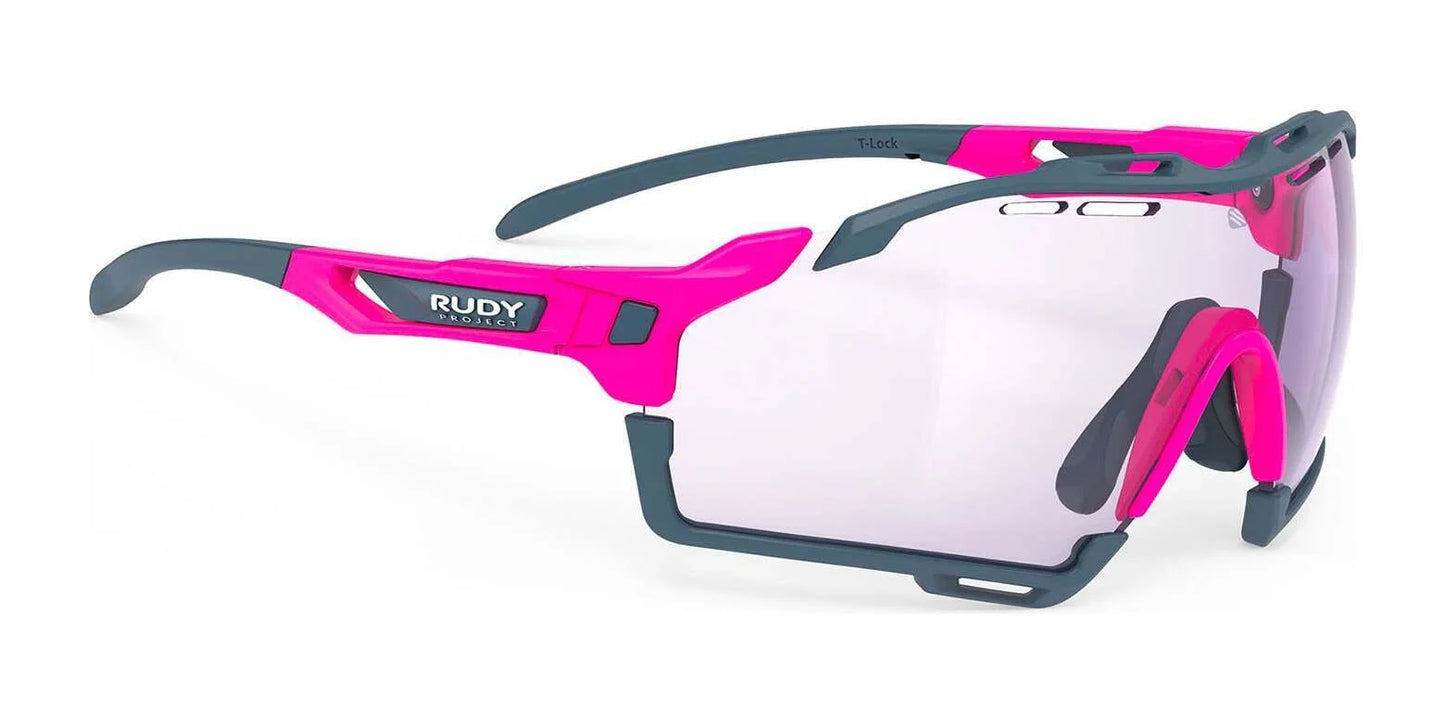 Rudy Project Cutline Sunglasses ImpactX Photochromic 2 Laser Purple / Pink Fluo Matte w/ Blue Bumpers