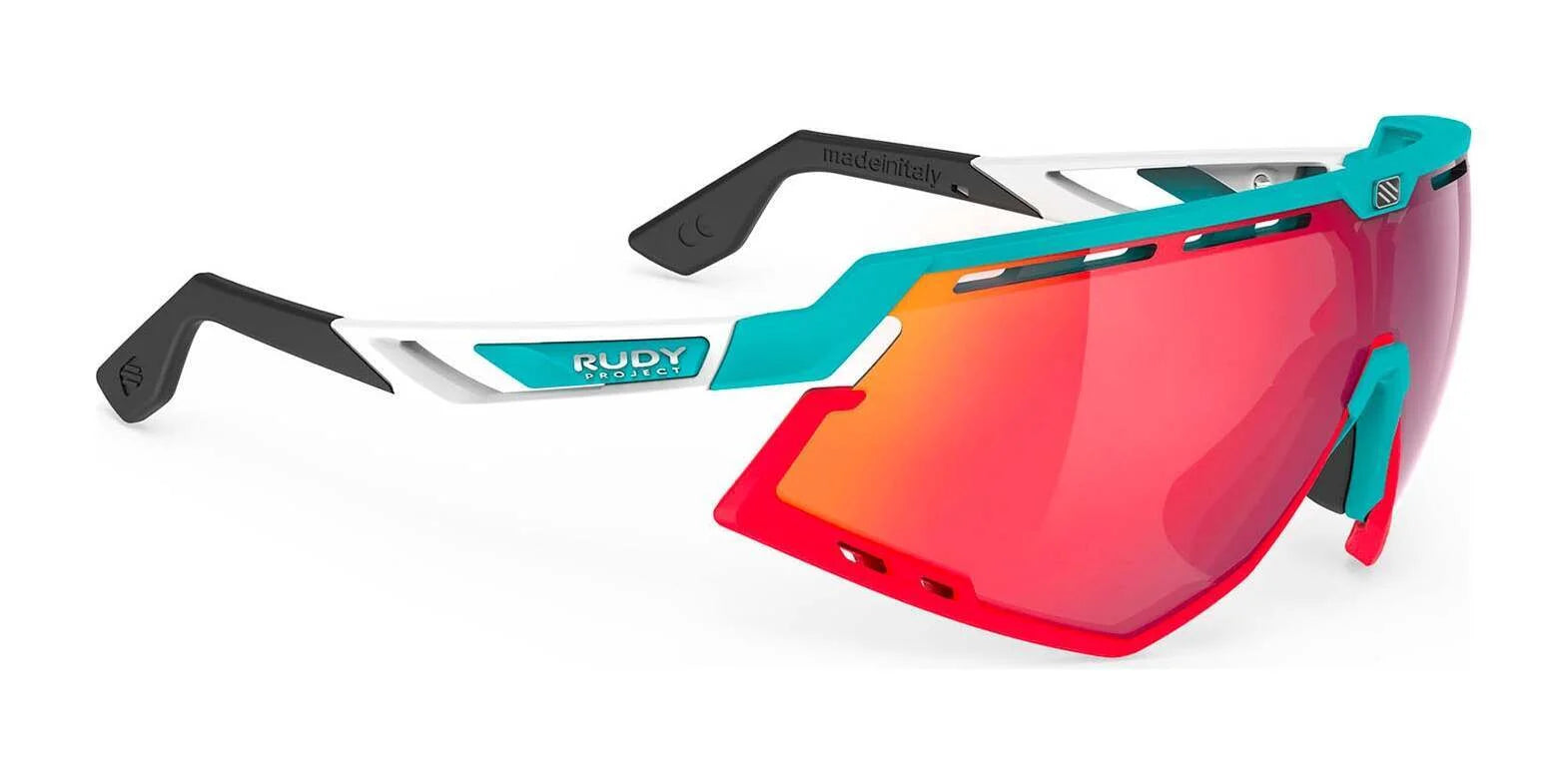 Rudy Project Defender Sunglasses Multilaser Red / Emerald White Matte w/ Red Fluo Bumpers
