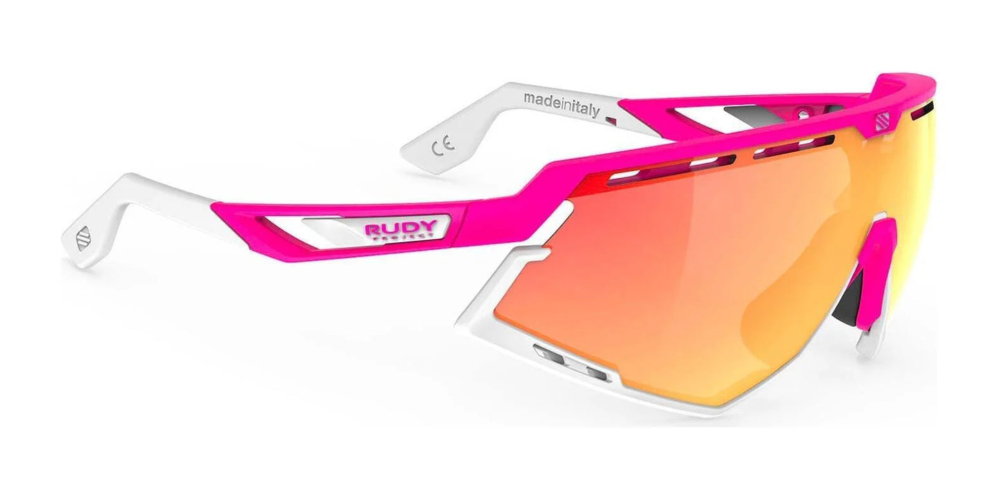 Rudy Project Defender Sunglasses Multilaser Orange / Pink Fluo Matte w/ White Bumpers