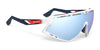 Rudy Project Defender Sunglasses | Size 141 / White Gloss w/ Fade Blue Red Stripes Bumpers / Multilaser Ice VLT 13.0%