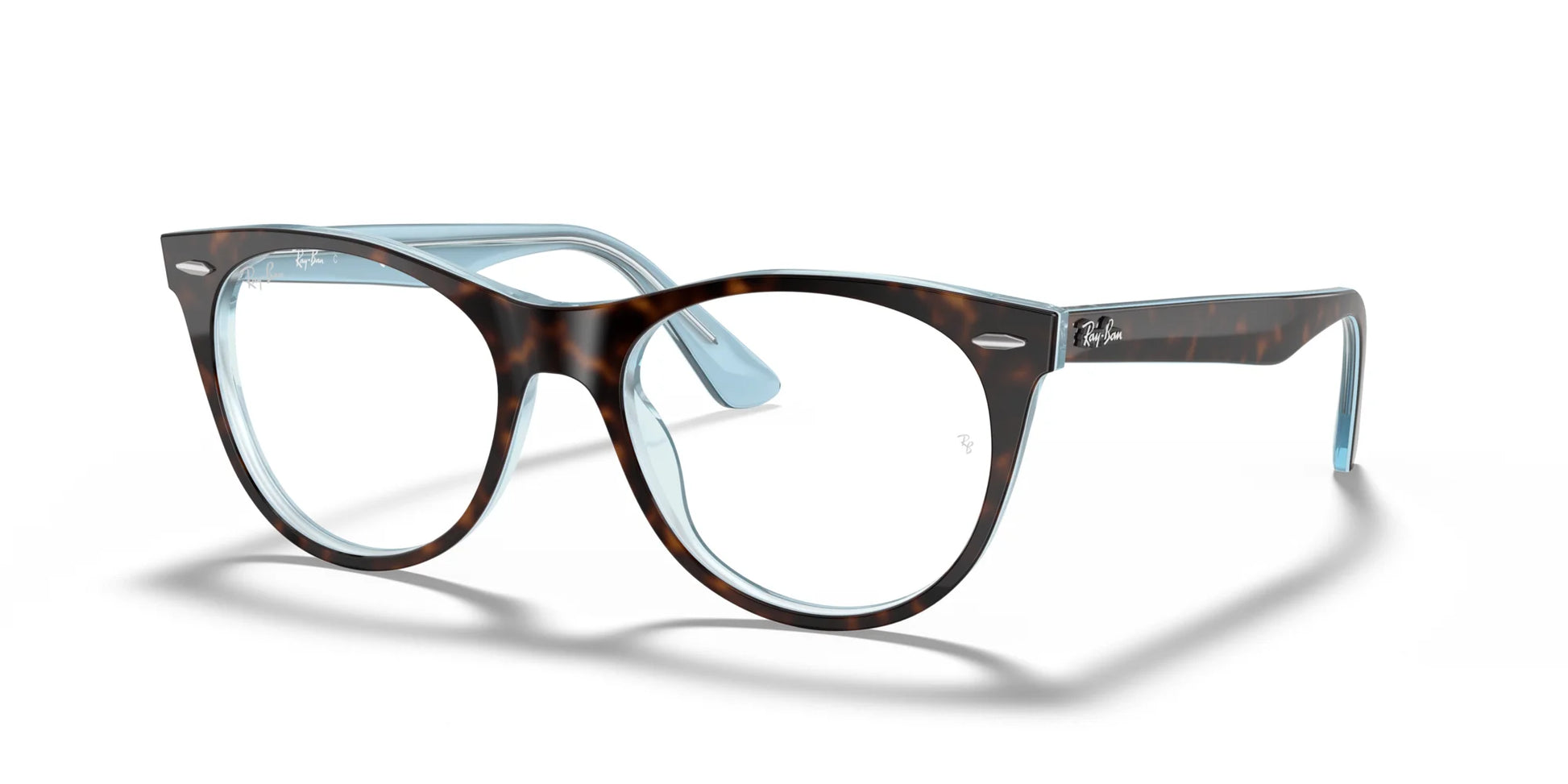 Ray-Ban WAYFARER II RX2185V Eyeglasses Havana On Light Blue / Clear