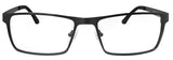 A pair of heavyglare99 Rx Eyeglasses Frames, black rectangular with clear lenses, shown from the front.