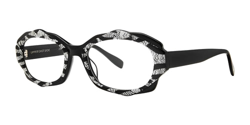 SCOJO UPPER EAST SIDE Eyeglasses / Size 55 / Black And White Stripe Tortoise / +1.25