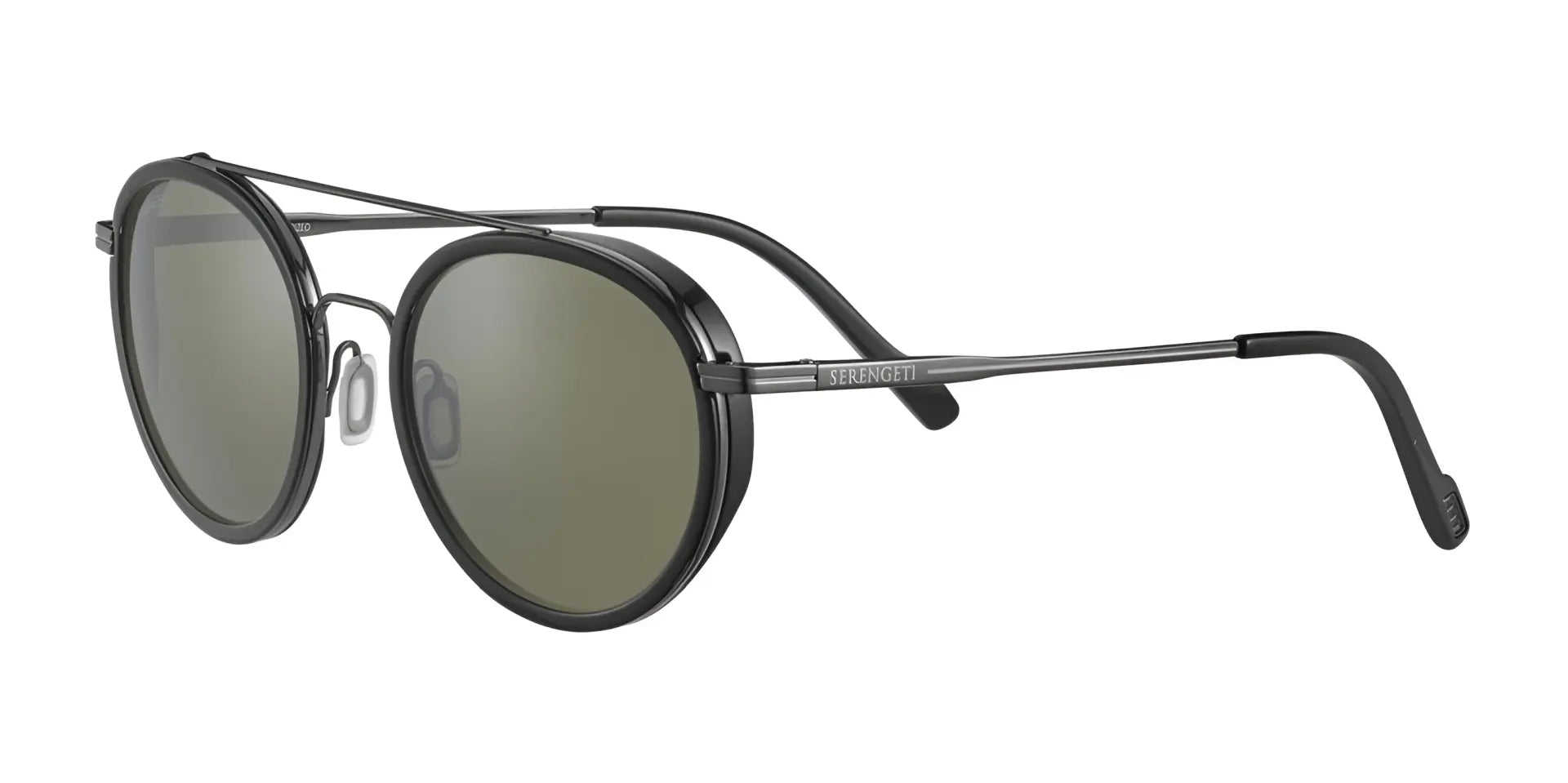 Serengeti GEARY Sunglasses Shiny Dark Gunmetal Black Shiny Acetate / Mineral Polarized 555nm Cat 3 to 3