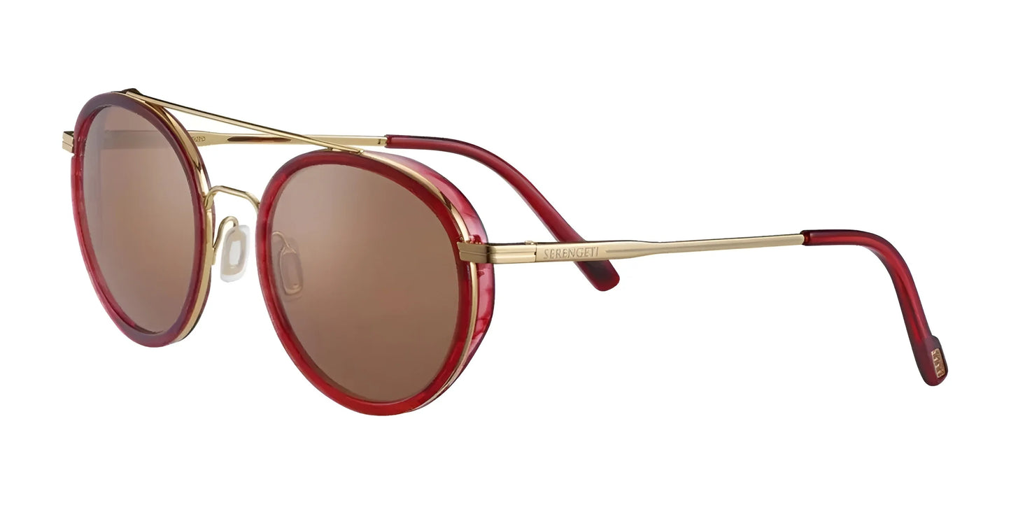 Serengeti GEARY Sunglasses Bold Gold Red Streacky Acetate / Mineral Polarized Drivers Gold Cat 3 to 3