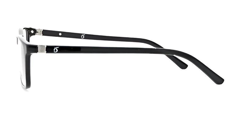 Side view of the stylish Smoke MOJO Eyeglasses, Size 55, featuring silver hinge details that highlight a modern design against a white background.