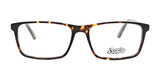 Rectangular tortoiseshell eyeglasses featuring clear lenses and the modern design brand name "Smoke" etched on the right lens, known as Smoke MOJO Eyeglasses in size 55.