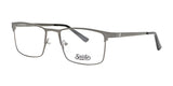 The Smoke PART Eyeglasses | Size 53, featuring a slim rectangular silver frame, combine style and comfort with adjustable nose pads and glare reduction for optimal clarity.