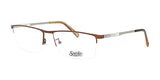 Elegant rimless, rectangular eyeglasses with brown bridge and temples, displaying the "Smoke ROUGHED UP Eyeglasses | Size 56" logo on the lens, ideal for those aiming for a sleek appearance.