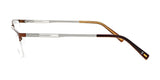 Side view of men's half-rim glasses, showcasing the Smoke ROUGHED UP Eyeglasses in size 56, with sleek brown and silver frames.